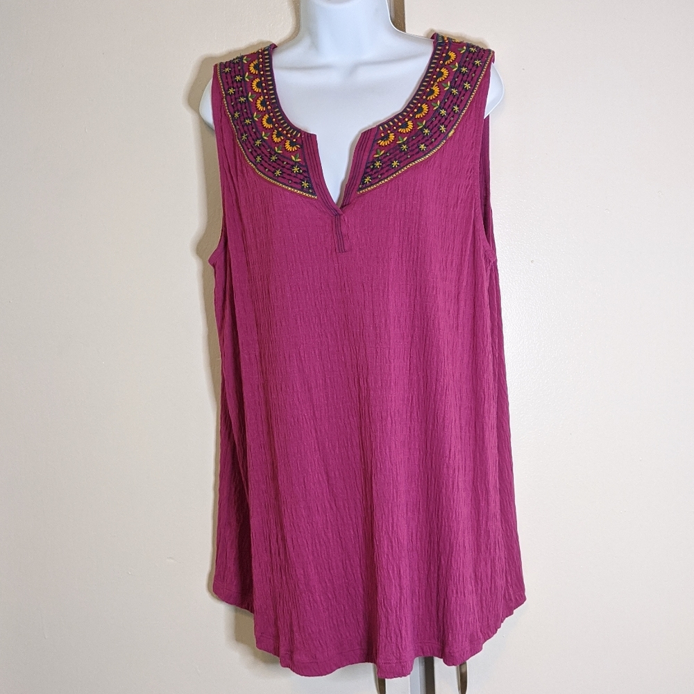 Anthropologi Akemi Kin Pink Embroidered Top